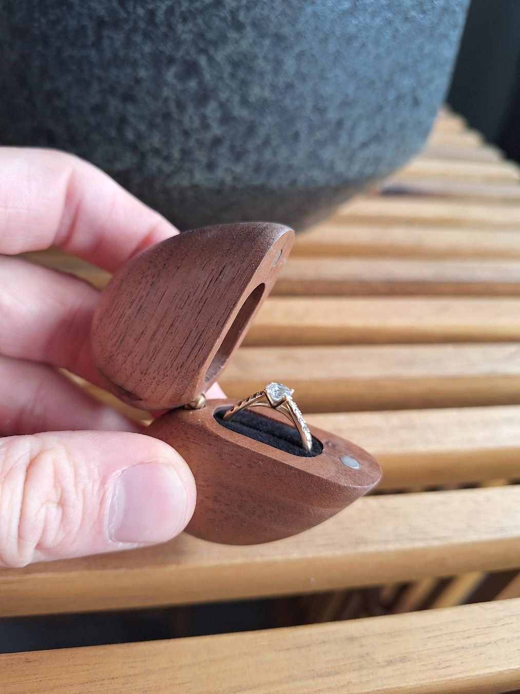 Anelli: Ringbox aus Holz Herzform – Nuovo e nell'imballaggio originale da Jona venduto da SL95 1