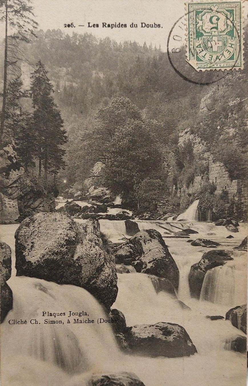 Ansichtskarten: LE DOUBS - Les Rapides - 1905 – Gebraucht aus Delémont von Domdom1