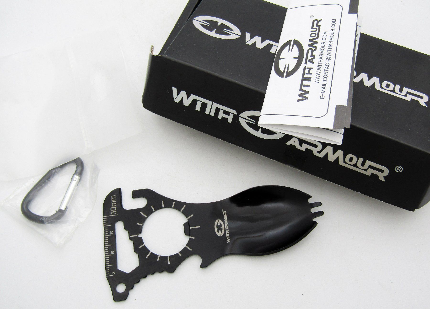 Tutti gli attrezzi: WITH ARMOUR Multitool Multifunktionsgabel, Schlüsselanhänger – Nuovo e nell'imballaggio originale da Berneck venduto da imp0308