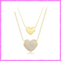 Elegante zweireihige Herz-Halskette mit Zirkonia 18K Vergold