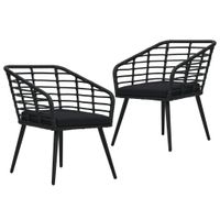 vidaXL GartenstÃ¼hle 2 Stk. mit Auflagen Poly Rattan Schwarz