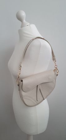 Hochwertige Echtleder Handtasche Damen beige Neu
