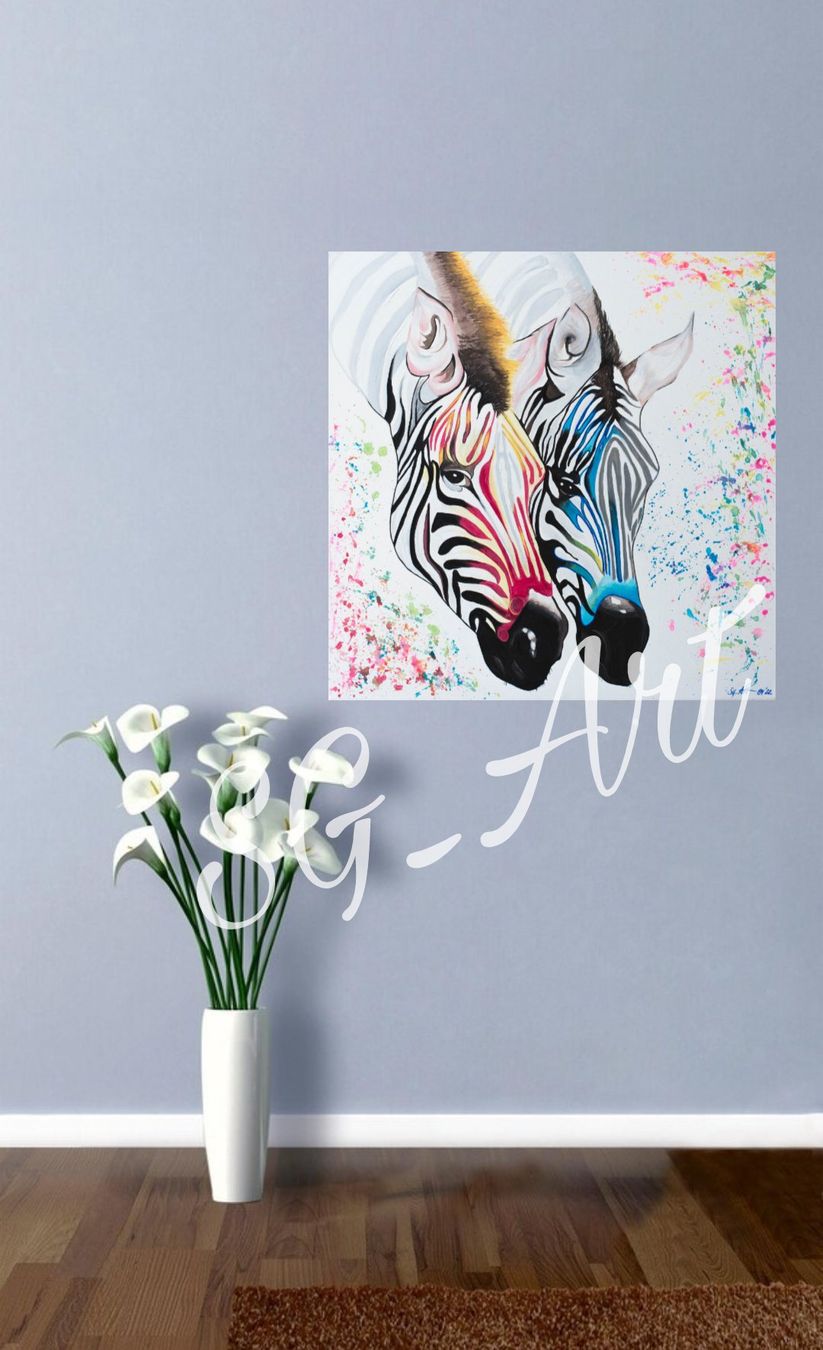 Dipinti: Acrylbild abstrakt Zebra Tier bunt Unikat – Nuovo e nell'imballaggio originale da Rheinau venduto da Sussel 3