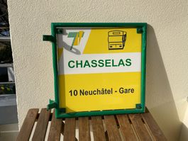 TN Transports publics de Neuchâtel Haltestelle Schild Tafel
