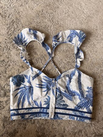 H&M Top Gr. 36 Sommer Print Blau Weiss Neuwertig