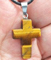 Halskette T-103 – Kreuz – Tigerauge