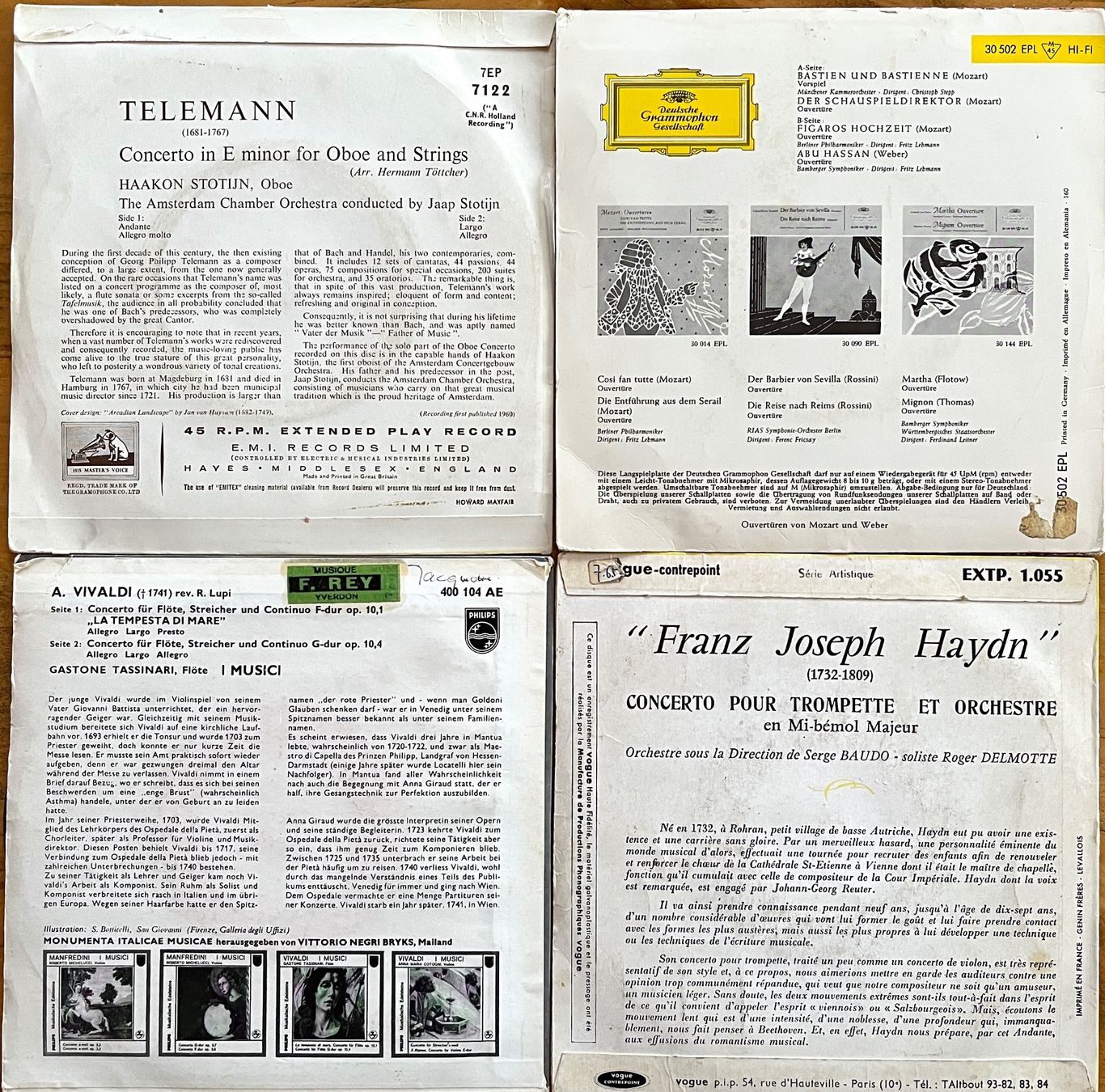 Dischi in vinile: 4x vinyles 45t - classique – Usato da Renan BE venduto da johncactus 1