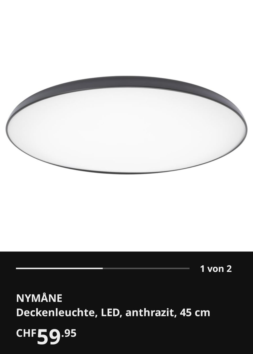 Ikea Lustres & lampes de plafonds: Deckenleuchte LED anthrazit 45 cm rund – Neuf (Voir description) à Zürich par JulchenDo