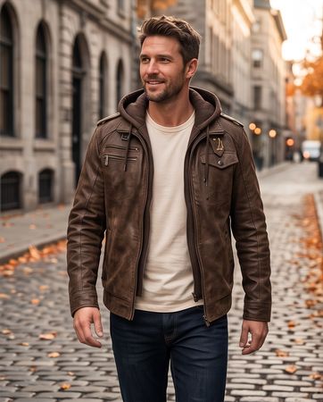 Veste homme cuir — comme neuve — taille M