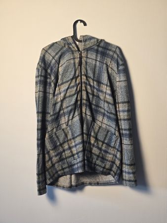 Veste à capuche Gina Laura, carreaux bleus et gris! XL