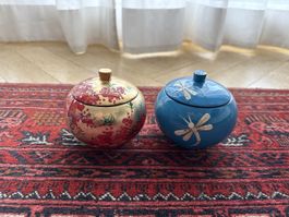 2 dekorative handbemalte Schmuck- & Aufbewahrungsdosen