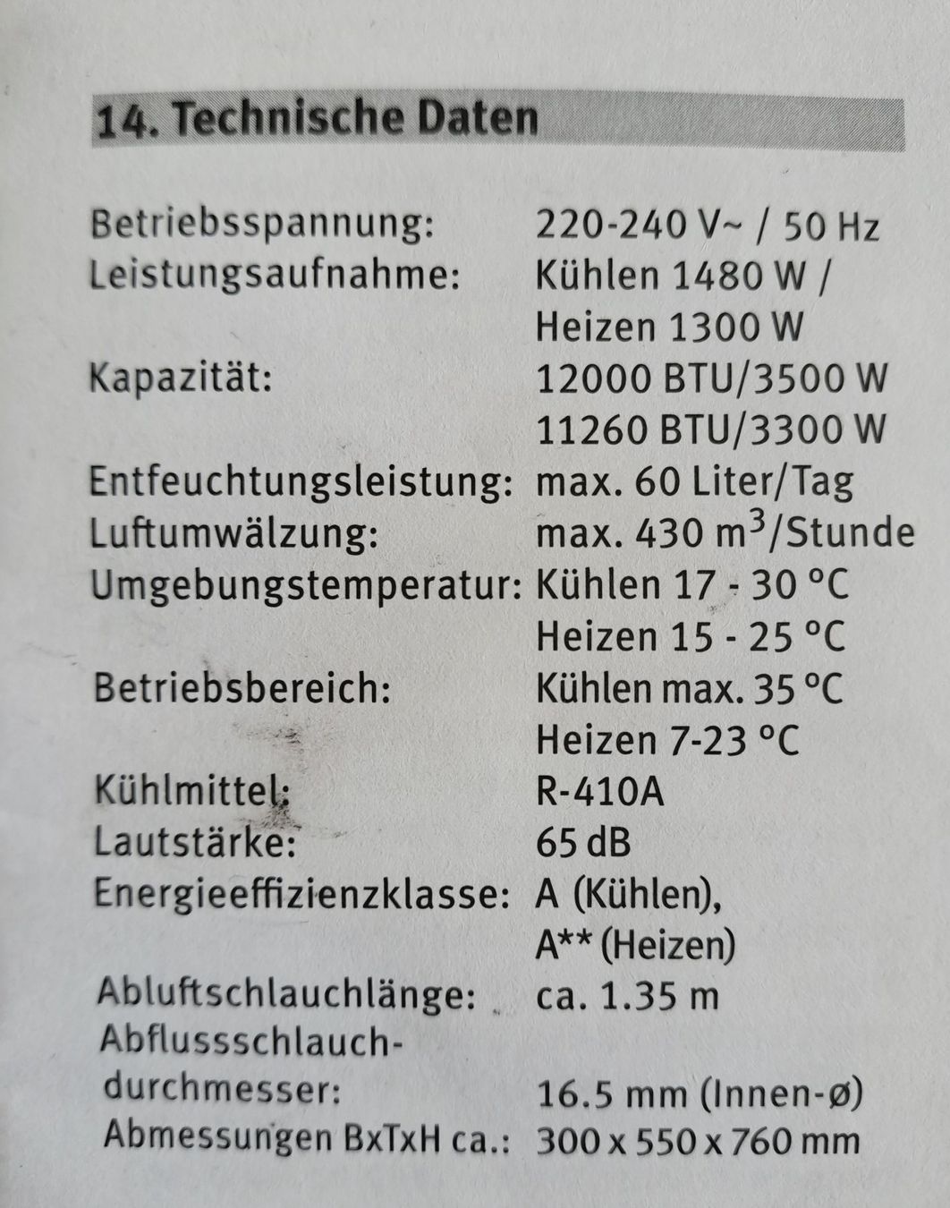 Migros Condizionatori: Klimagerät IVALO, 12000BTU – Usato da Rothenburg venduto da superzebra 2