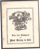 Ex-libris héraldique Adolf GEERING (1843-1926). Basel