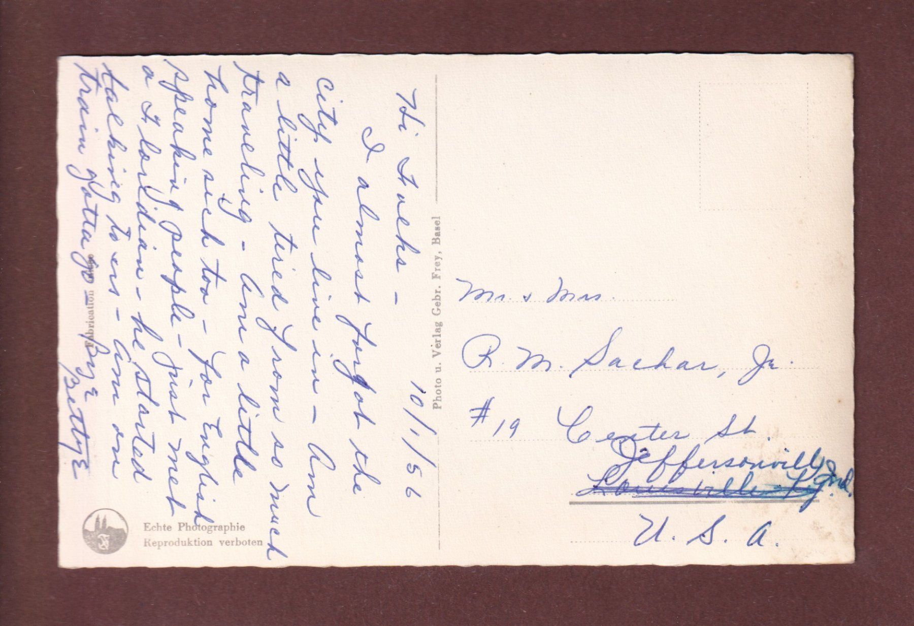 Cartoline postali: BASEL - Mittlere Rheinbrücke - 1956 – Usato da Pully venduto da nicecards-shop 1