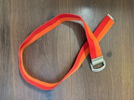 Gürtel rot orange gestreift mit Silberschliesse gut erhalten
