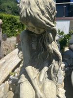 Beton Deko Figur Fee mit Vogelbad Gartendeko Sommer