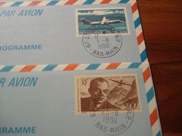Frankreich, 8 moderne Aerogramme um 1995, o