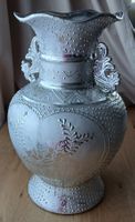 Vase silberfarben mit floralen Mustern H45cm, 4.4 kg