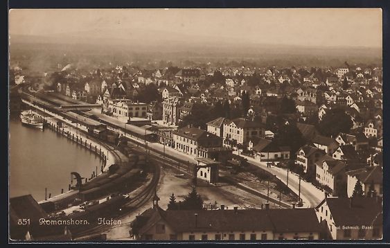 Cartoline postali: AK Romanshorn, Bahnhof und Hafen – Usato da Berlin venduto da bartko-reher