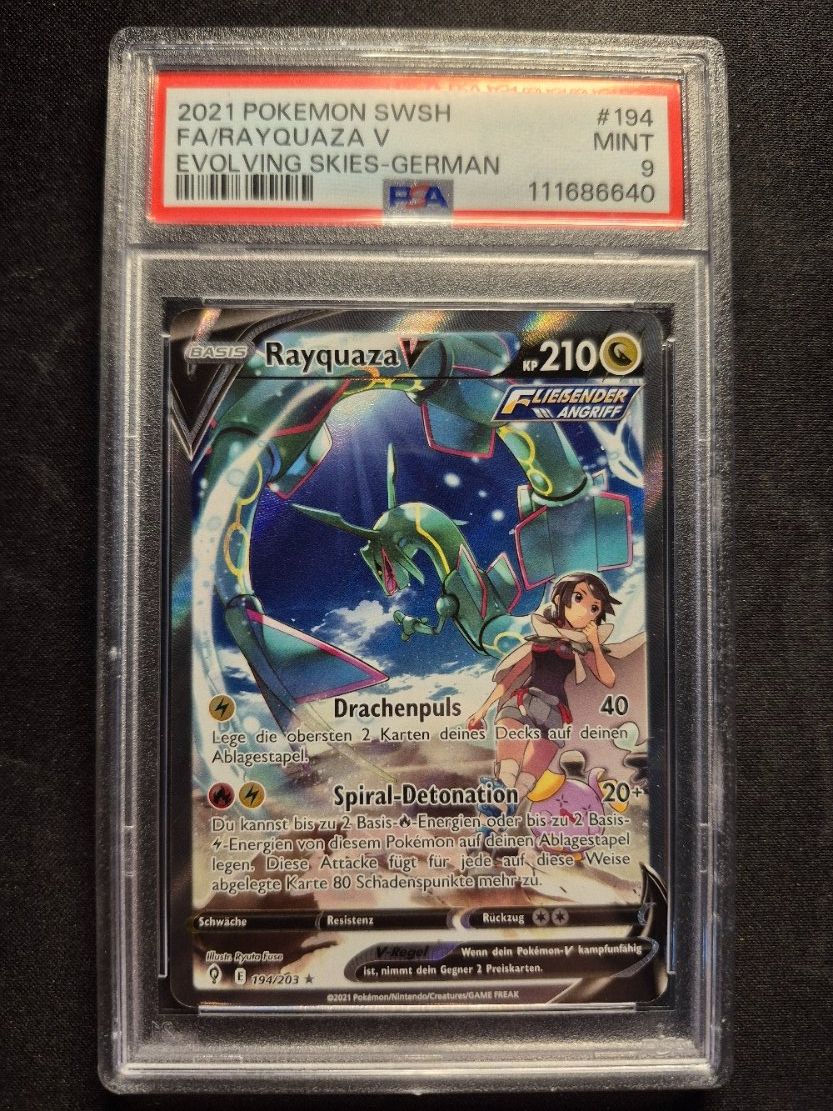 Pokémon Carte collezionabili: Rayquaza V FA Evolving Skies German PSA 9 Mint – Usato da Bassersdorf venduto da Strahi