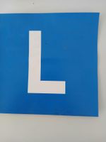 L-Tafel Fahrschule blau weiss 16x16cm guter Zustand