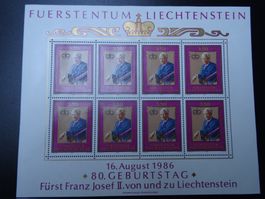 1 schöner Kleinbogen FL 80. Geb.v.Fürst Franz Josef II.**