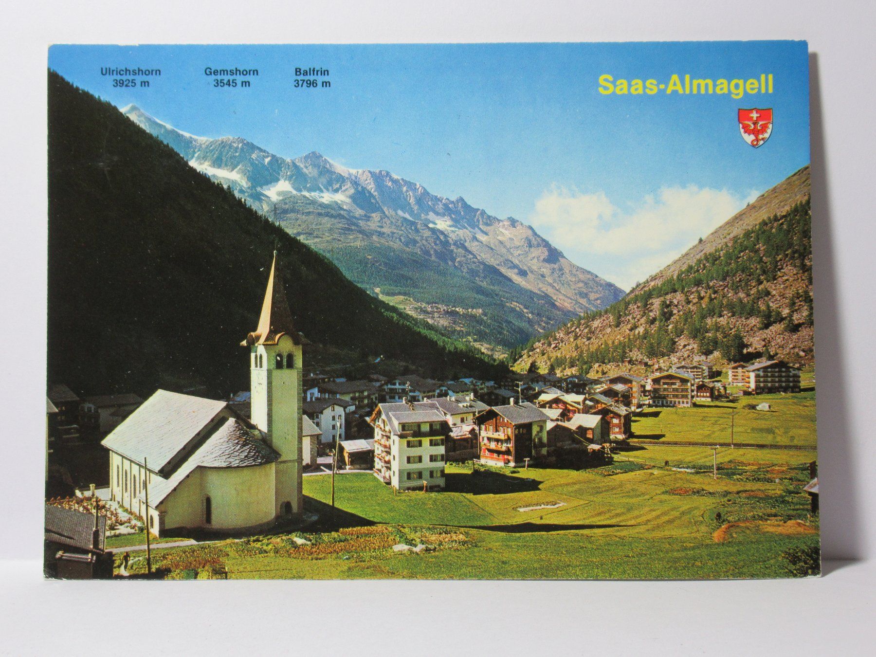 Cartoline postali: Saas - Almagell , Kirche 1984 – Usato da Grenchen venduto da Bluemchen1900