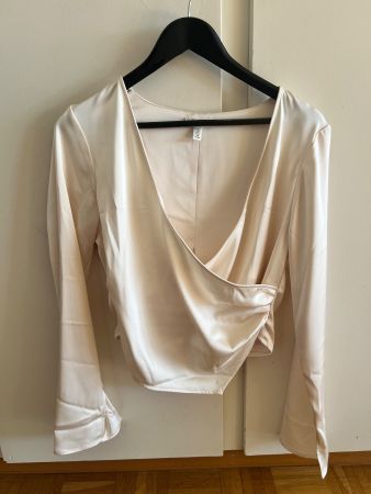 H&M Satin Bluse / creme weiss / Größe M
