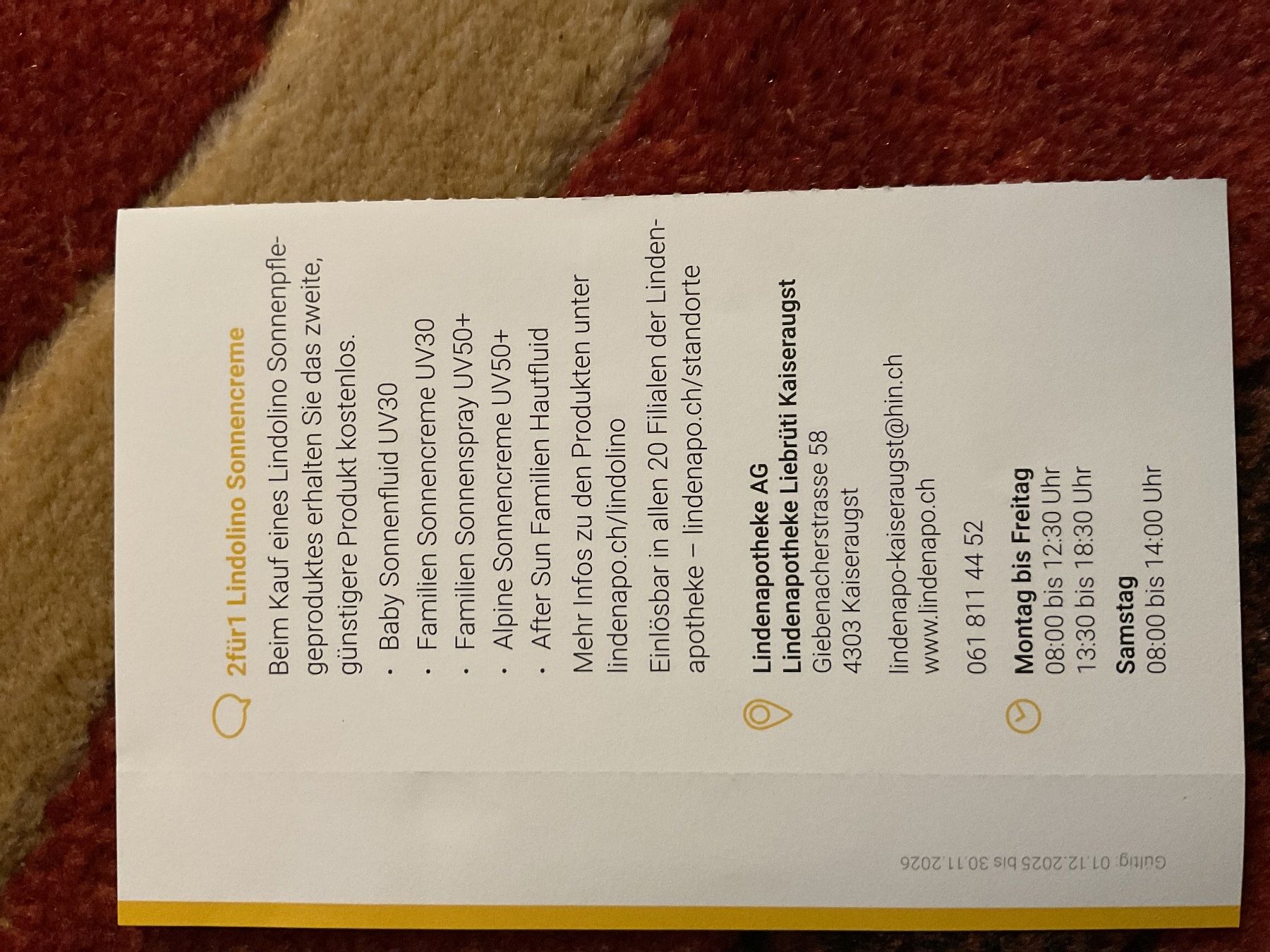 Gutscheine: Quatre bons rabais à 50% – Neu (gemäss Beschreibung) aus Düdingen von Yellow 6