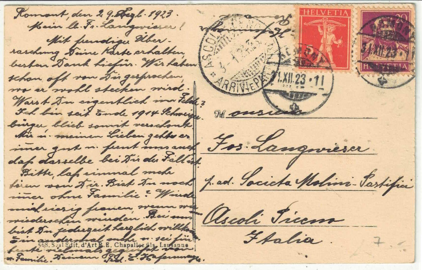 Cartoline postali: Romont - Bonne Annee – Usato da Ettingen venduto da Kartenplanet 1