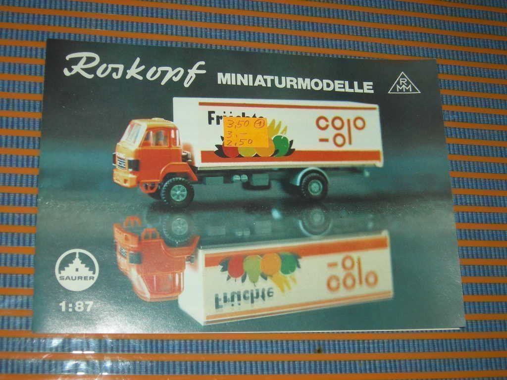Roskopf Modellini d'auto: Roskopf Prospekt 1983 Modellauto (SAURER – Nuovo e nell'imballaggio originale da Wohlen AG venduto da NincoA-Z
