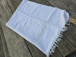 Fouta: Hammamtuch weiss mit Stickereibordüre / SALE