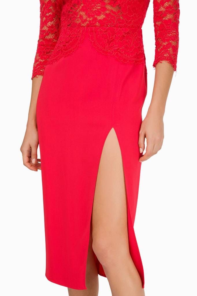 Franchi Kleider: ELISABETTA FRANCHI KNIELANGES KLEID MIT SPITZE – Neu (gemäss Beschreibung) aus Altendorf von Ro 3