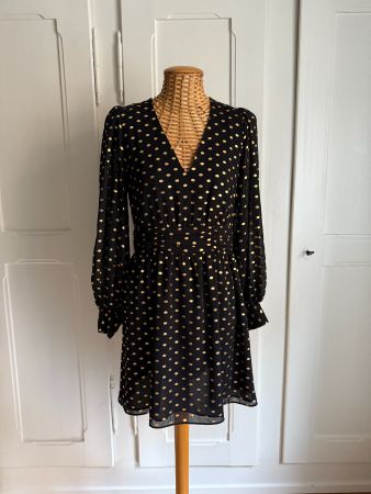 & OTHER STORIES - Chiffonkleid schwarz-gold gepunktet 36