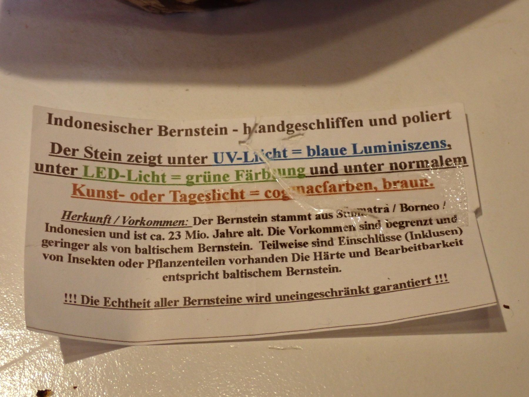 Fossili: Bernstein Indonesien 455 Gramm – Usato da Wallisellen venduto da Mf1000 9