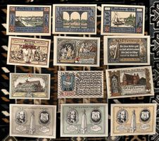 Lot von 12 deutschen Notgeldscheinen (Harburg, Jüterbog, Kar
