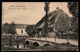 AK Muhen, Unter-Muhen, Dorfpartie mit Brücke