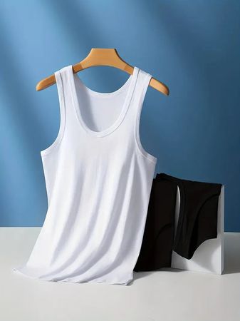 6er-Set Herren Baumwoll-Achselshirt / Atmungsaktiv / Weiss