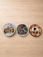 3 piatti decorativi da parete  stile vintage/souvenir 