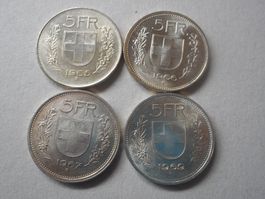 4 x 5 Fr. silber 1965/66/67/69