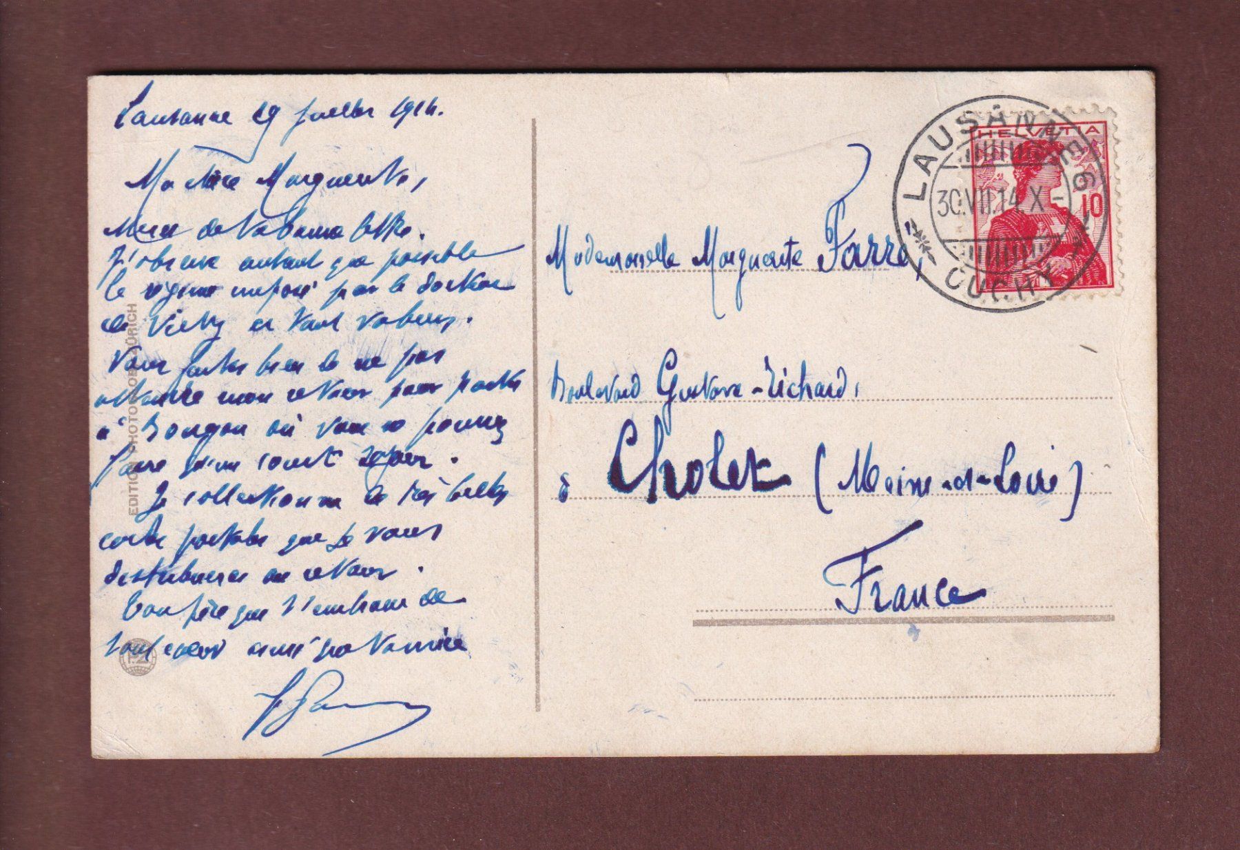Cartoline postali: LAUSANNE et les Alpes - 1914 – Usato da Pully venduto da nicecards 1