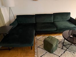 Elegantes Ecksofa in Dunkelgrün  sehr guter Zustand