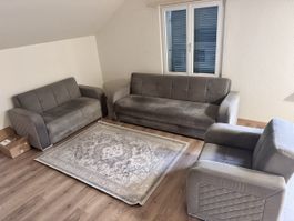 Sofa Set grau 3-teilig mit Sessel in gutem Zustand