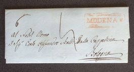 ITALIA 1837: Lettera da MODENA a BOLOGNA