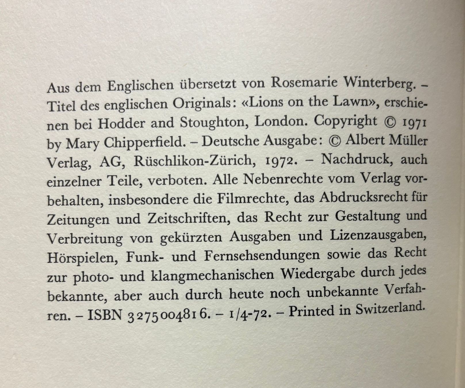 Libri: Chipperfield Mary, Löwen im Klee – Usato da Sarnen venduto da Livres 3