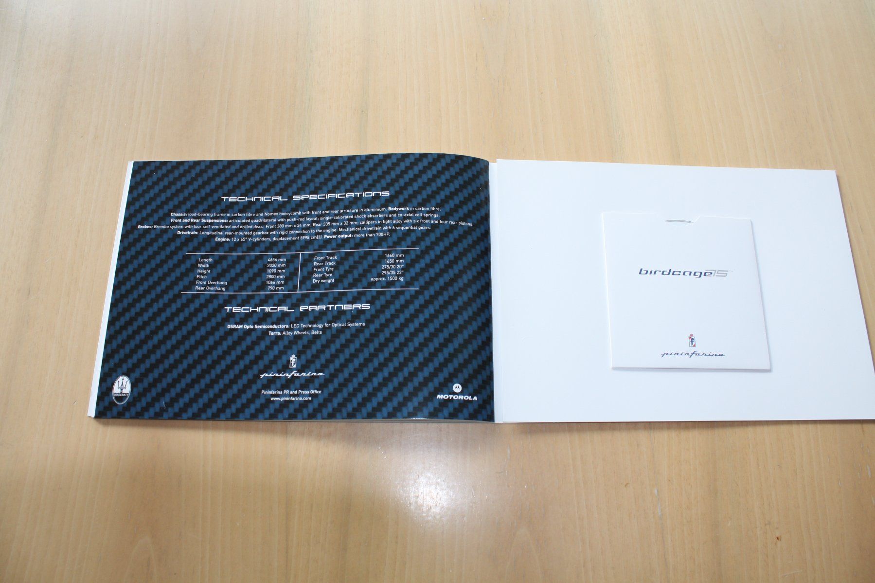 Maserati Documenti: Pininfarina Maserati Birdcage  Studie Modell Pressemappe/CD – Usato da Wikon venduto da erwin400 9