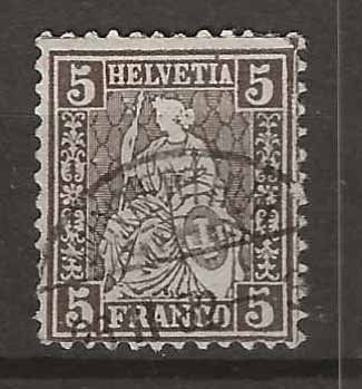 Tutti i francobolli: CH045 - Helvetia assise 45 obl. – Usato da Trélex venduto da Phil_Albert