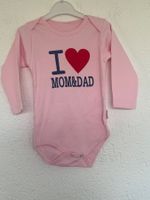 Rosa Baby Body, Langarm, Grösse 80  "I love Mom&Dad"