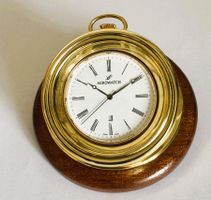 Elegante Aerowatch Taschenuhr vergoldet mit Mahagoni Sockel