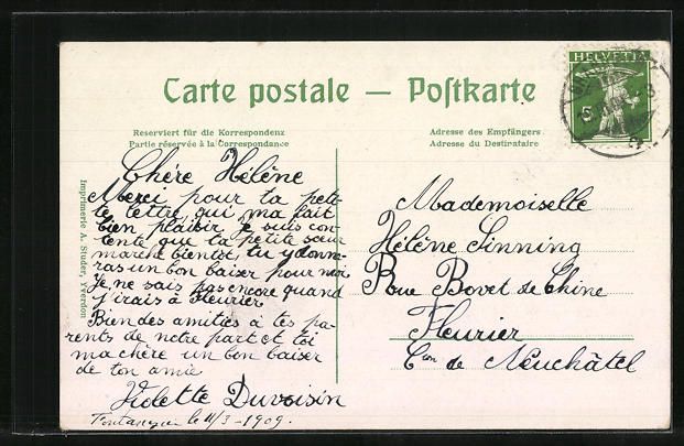 Cartoline postali: AK Yverdon, Le Collège, 1909 – Usato da Berlin venduto da bartko-reher 1